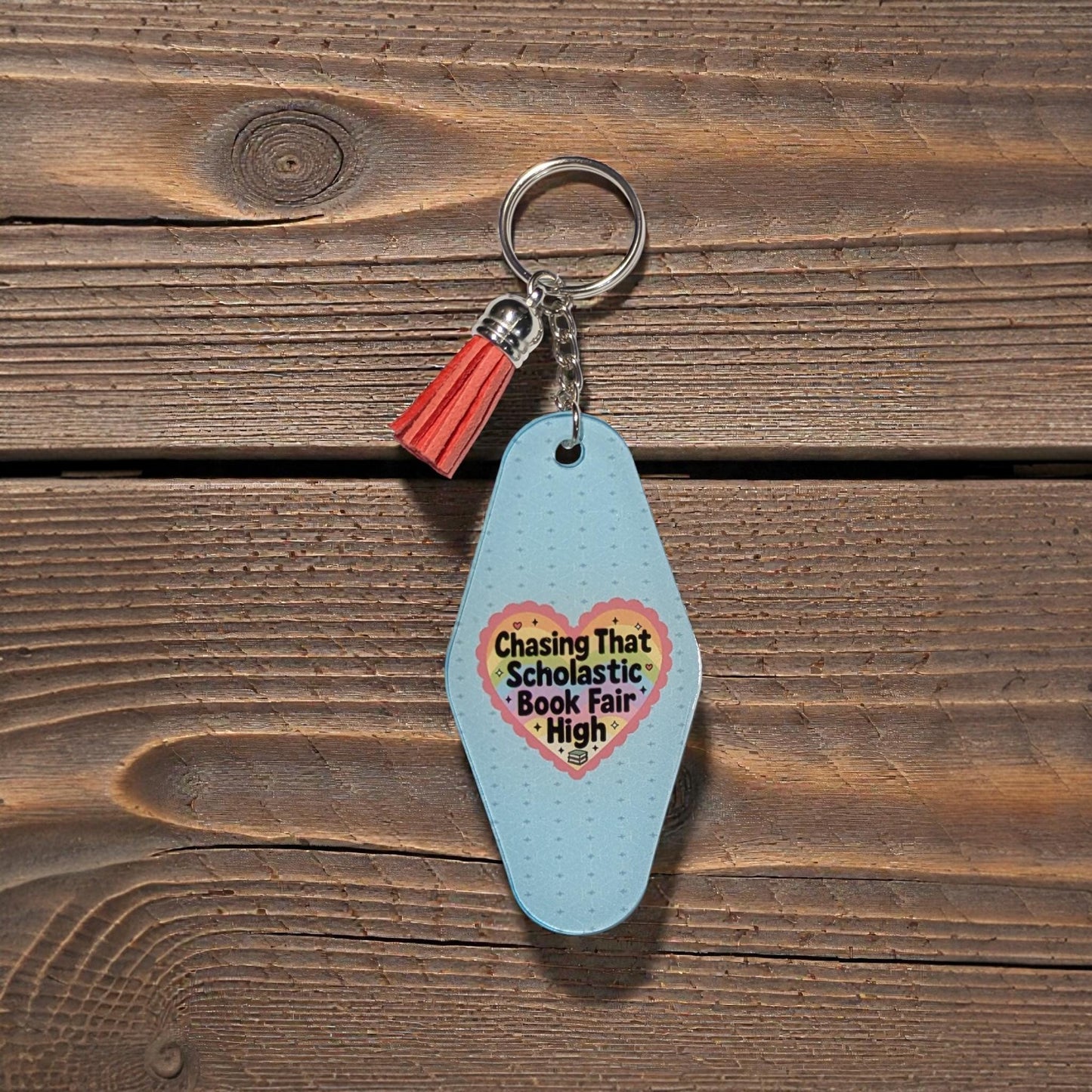 Scholastic Book Fair Keychain, Retro Motel Style, Book Lover Gift