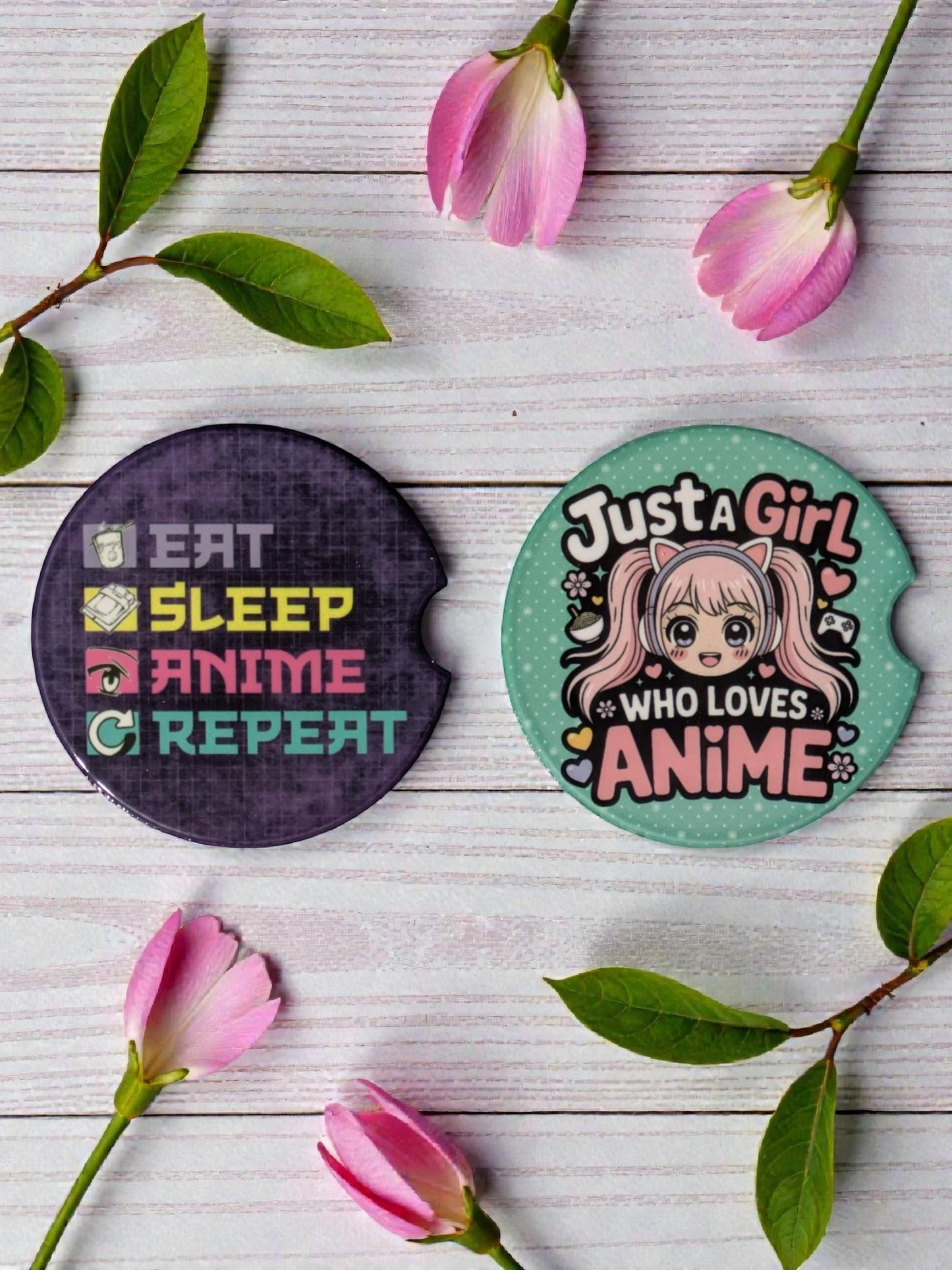 Just A Girl Who Loves Anime, Car Coasters Set of 2