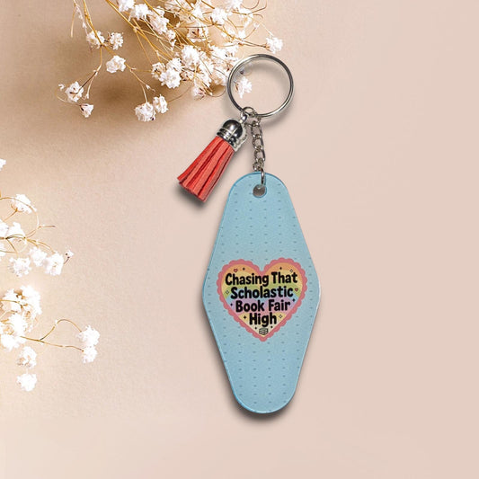 Scholastic Book Fair Keychain, Retro Motel Style, Book Lover Gift