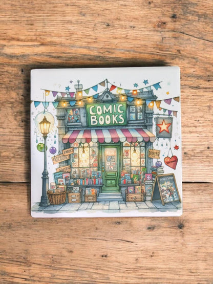Comic Book Store Coasters, Set of 4