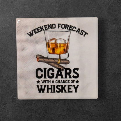 Beer Drinker Gift, Beer Lover, Beer & Cigars Coasters Set of 2