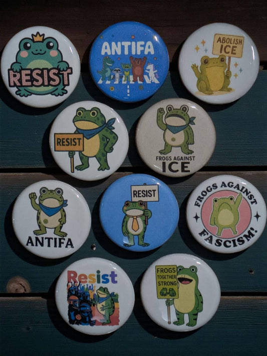 I Am Antifa Buttons, Anti Trump Buttons, Frogs Against Fascism Pins, 1.25"