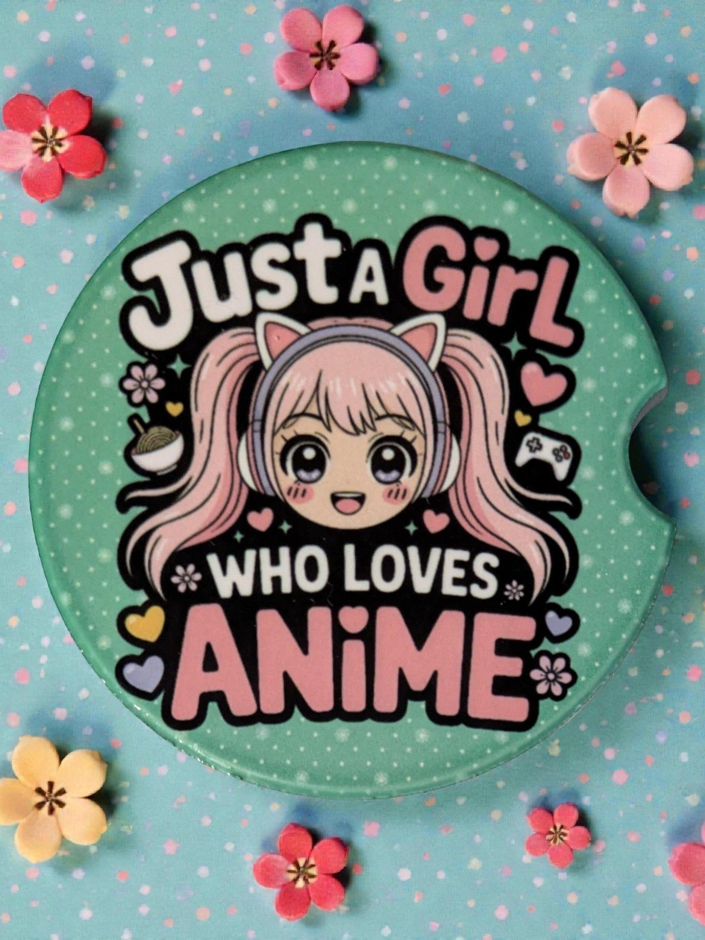 Just A Girl Who Loves Anime, Car Coasters Set of 2