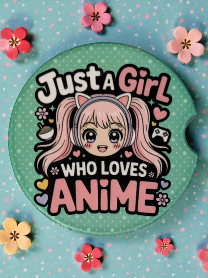 Just A Girl Who Loves Anime, Car Coasters Set of 2