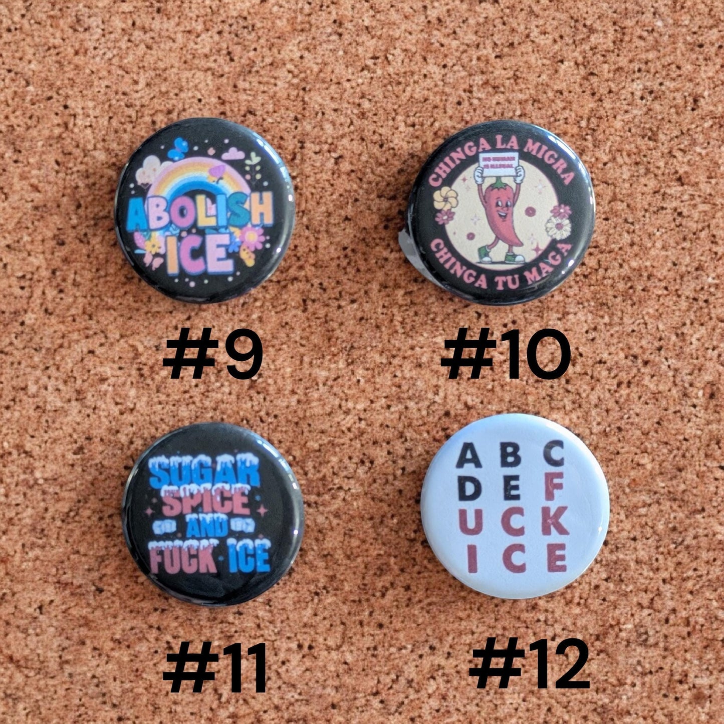 Sugar & Spice, Abolish ICE Pinback Buttons, Activist Protest Pins, 1.25"