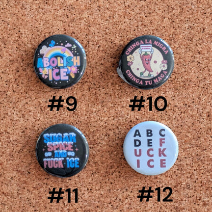 Sugar & Spice, Abolish ICE Pinback Buttons, Activist Protest Pins, 1.25"