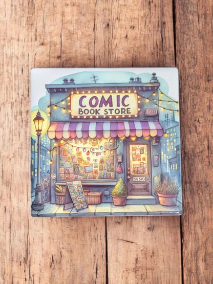 Comic Book Store Coasters, Set of 4