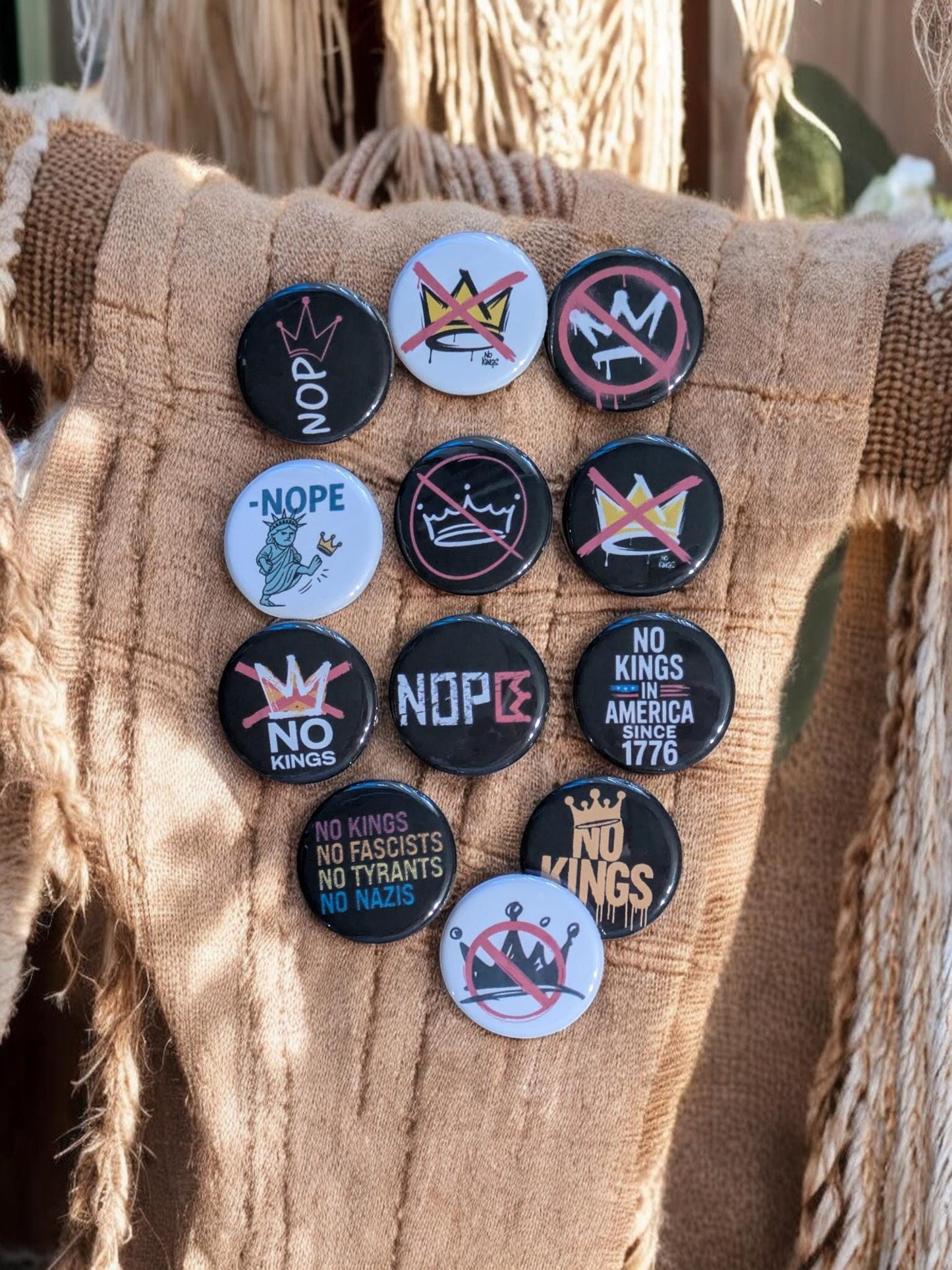 No Kings Protest Buttons, 1.25"