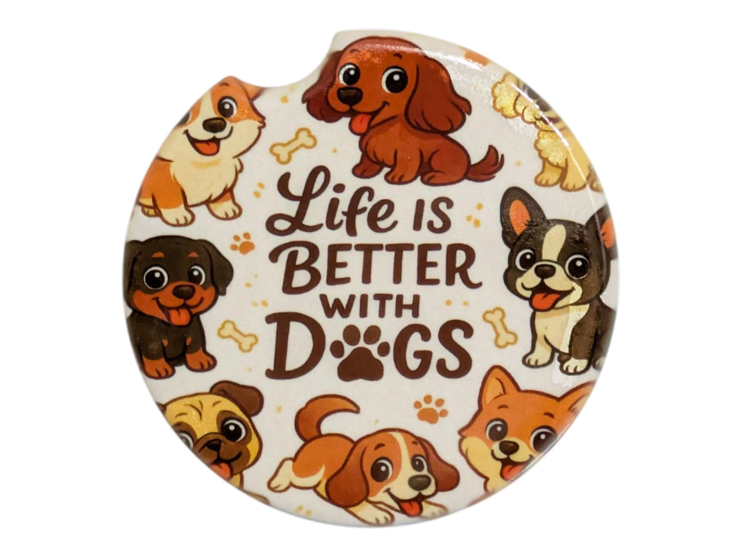 Car Coasters, Life Is Better With Dogs, Set of 2