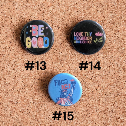 Sugar & Spice, Abolish ICE Pinback Buttons, Activist Protest Pins, 1.25"