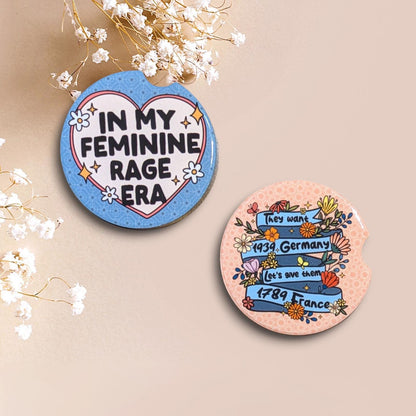 Female Rights, Feminine Rage Era, Car Coasters Set of 2
