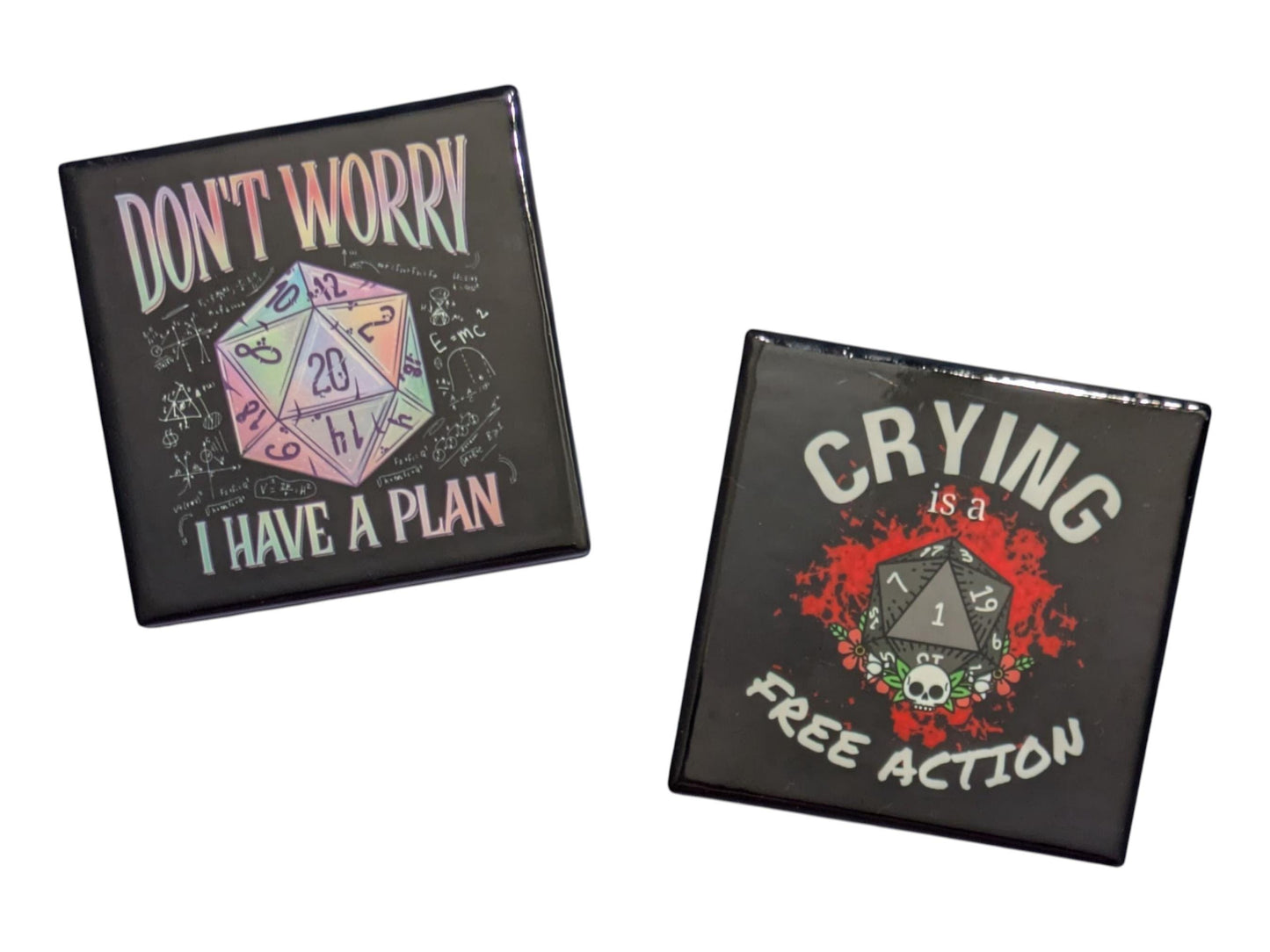 Don't Worry I Have A Plan, Game Night, RPG, Square Coasters Set of 2