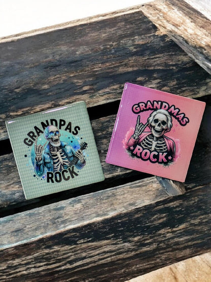 Grandma's Rock and Grandpa's Rock Coasters, Set of 2
