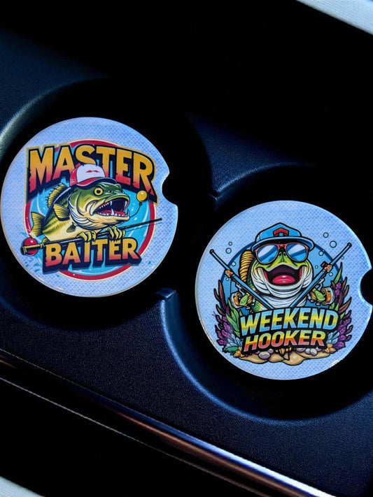 Car Coasters, Fishing, Set of 2