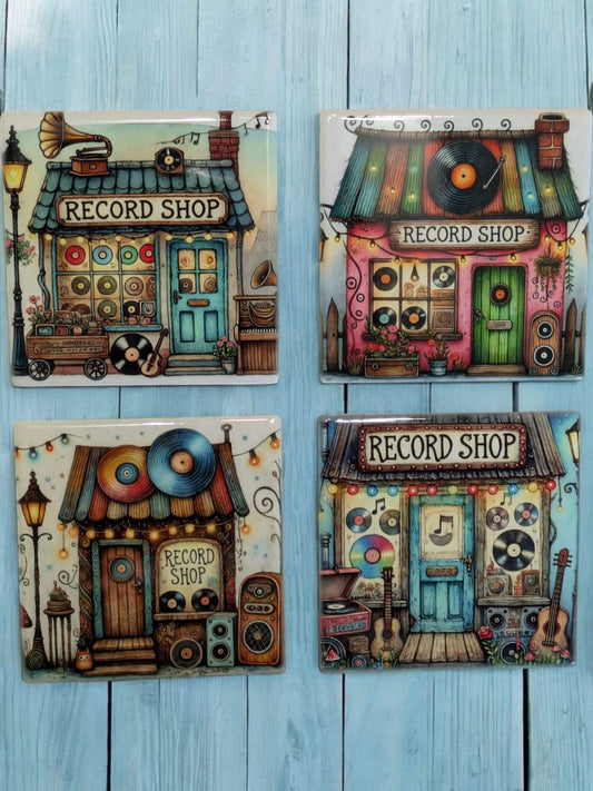 Record Shop Coasters, Set of 4