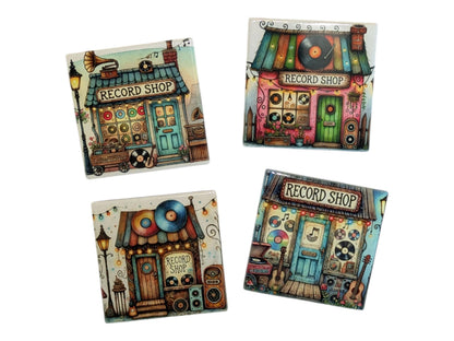 Record Shop Coasters, Set of 4