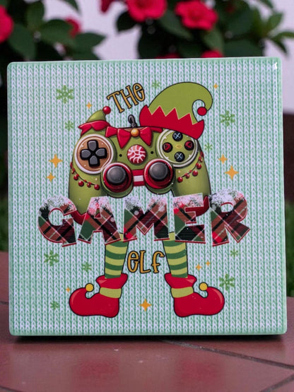 Video Game Coasters, Christmas Controllers, 4" Square, Set of 4