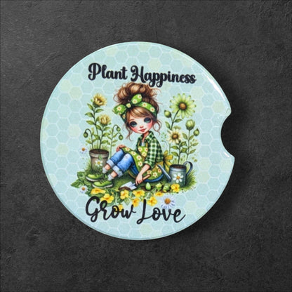 Gardening, Plant Happiness, Car Coasters Set of 2