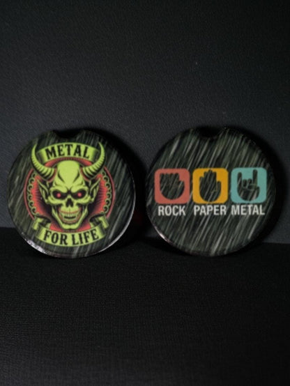 Heavy Metal For Life, Metal Horns Car Coasters Set of 2