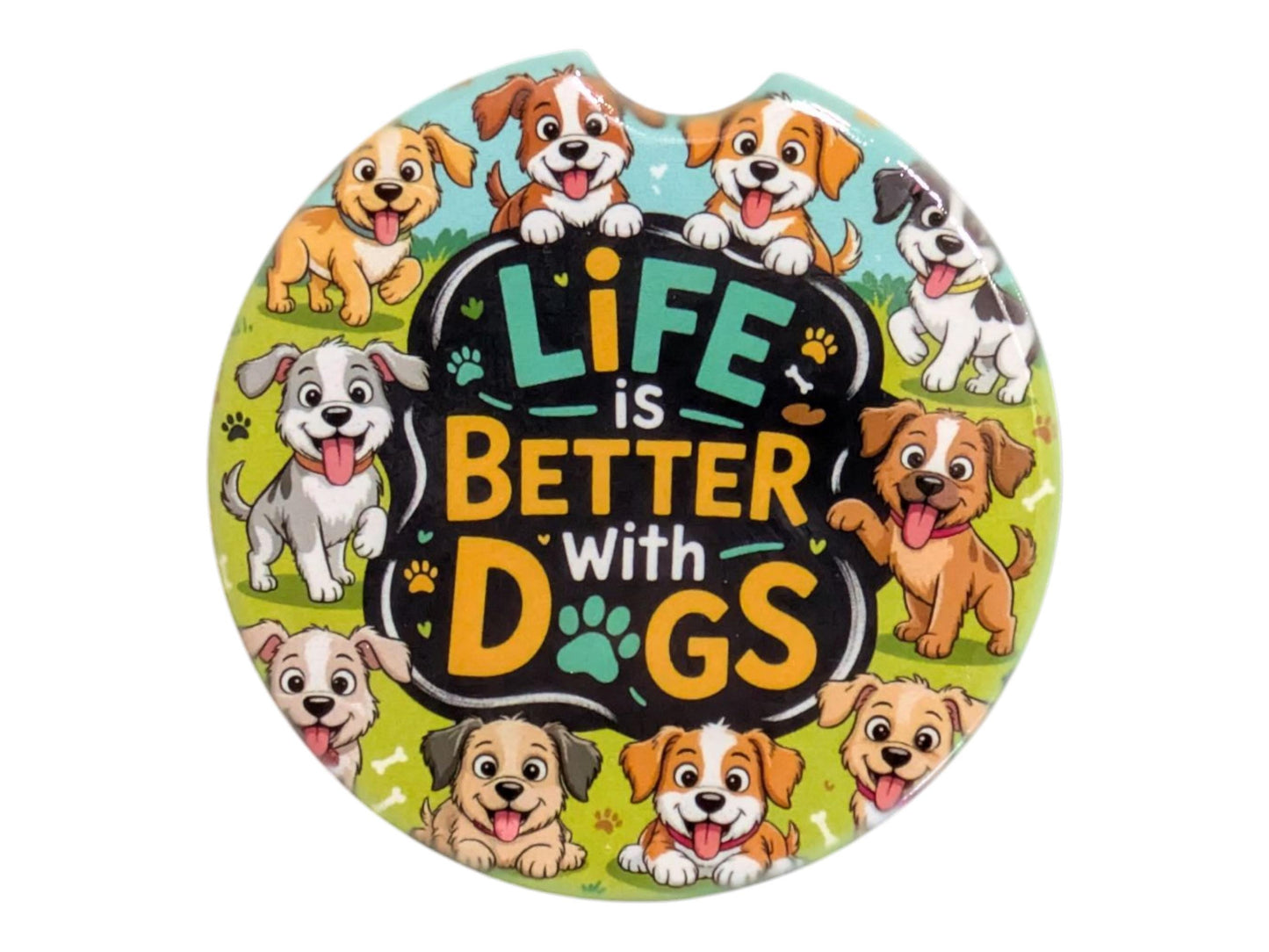 Car Coasters, Life Is Better With Dogs, Set of 2