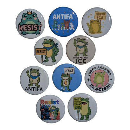 I Am Antifa Buttons, Anti Trump Buttons, Frogs Against Fascism Pins, 1.25"
