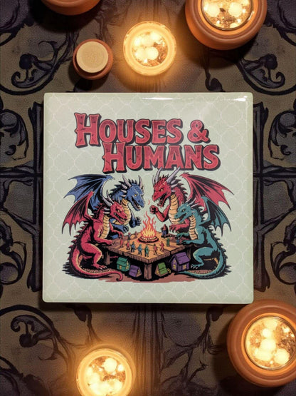 Houses & Humans, Game Night, RPG, Square Coasters Set of 2