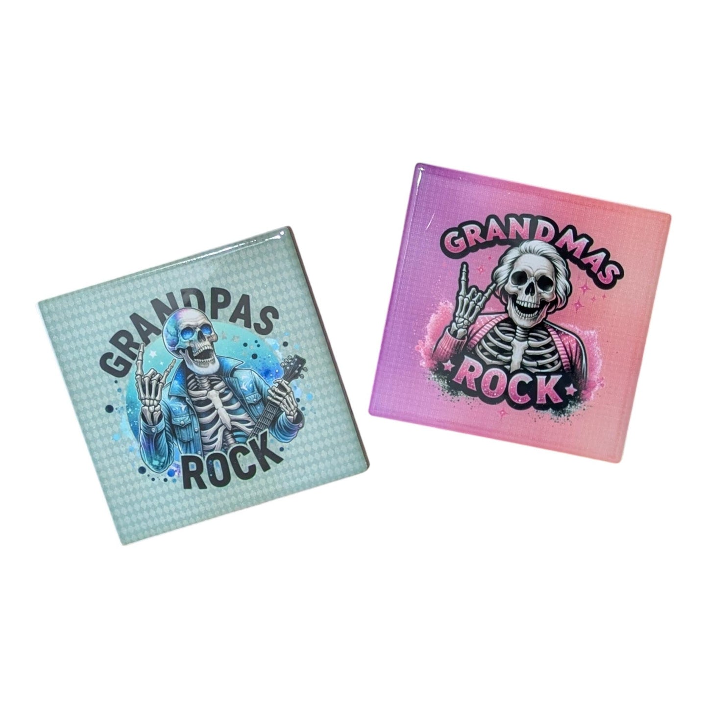 Grandma's Rock and Grandpa's Rock Coasters, Set of 2