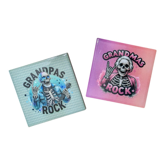 Grandma's Rock and Grandpa's Rock Coasters, Set of 2