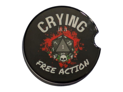 D20, Crying is a Free Action, Gaming, Car Coasters Set of 2