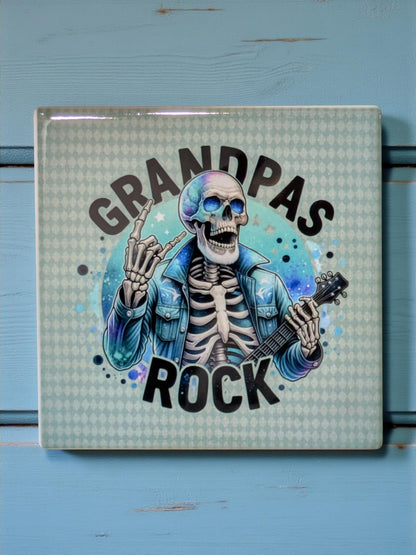 Grandma's Rock and Grandpa's Rock Coasters, Set of 2