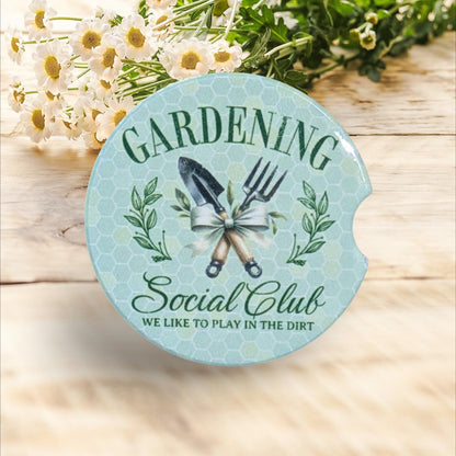 Gardening, Plant Happiness, Car Coasters Set of 2
