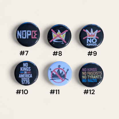 No Kings Protest Buttons, 1.25"