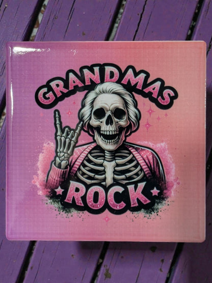 Grandma's Rock and Grandpa's Rock Coasters, Set of 2
