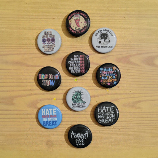 Abolish ICE Pinback Buttons, Political Protest Art, 1.25"