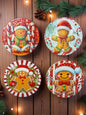 Coasters, Christmas Gingerbread Men in Santa Claus hats set of 4.