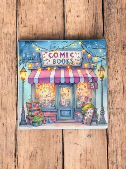 Comic Book Store Coasters, Set of 4