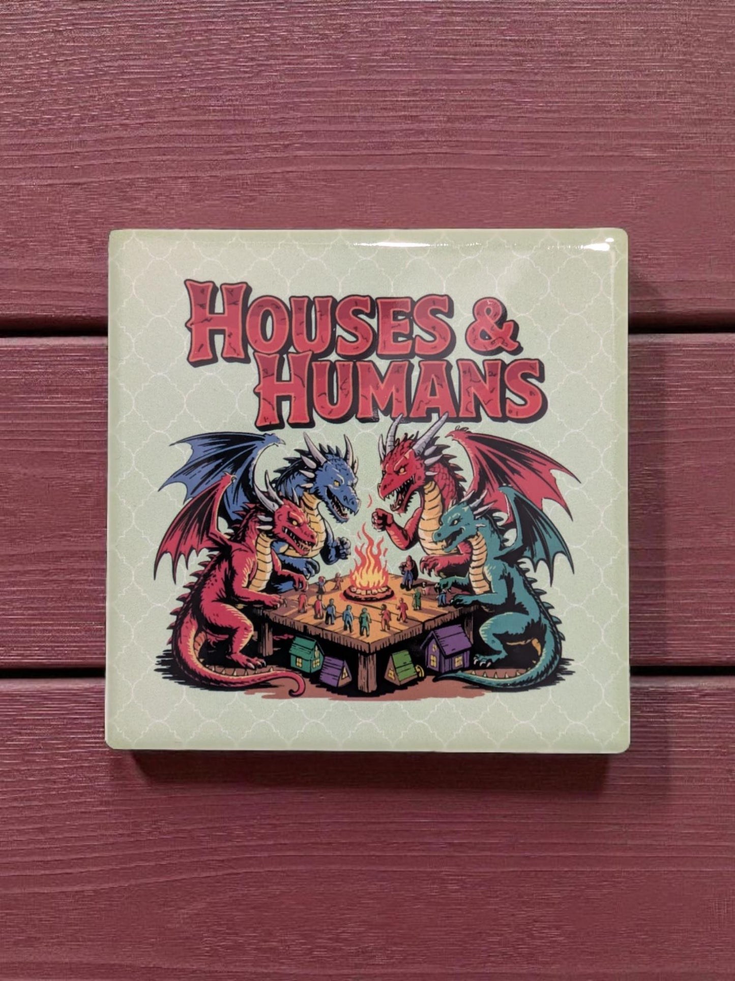 Houses & Humans, Game Night, RPG, Square Coasters Set of 2