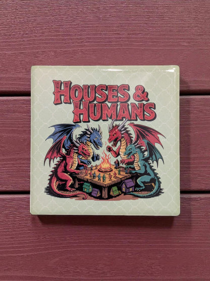 Houses & Humans, Game Night, RPG, Square Coasters Set of 2
