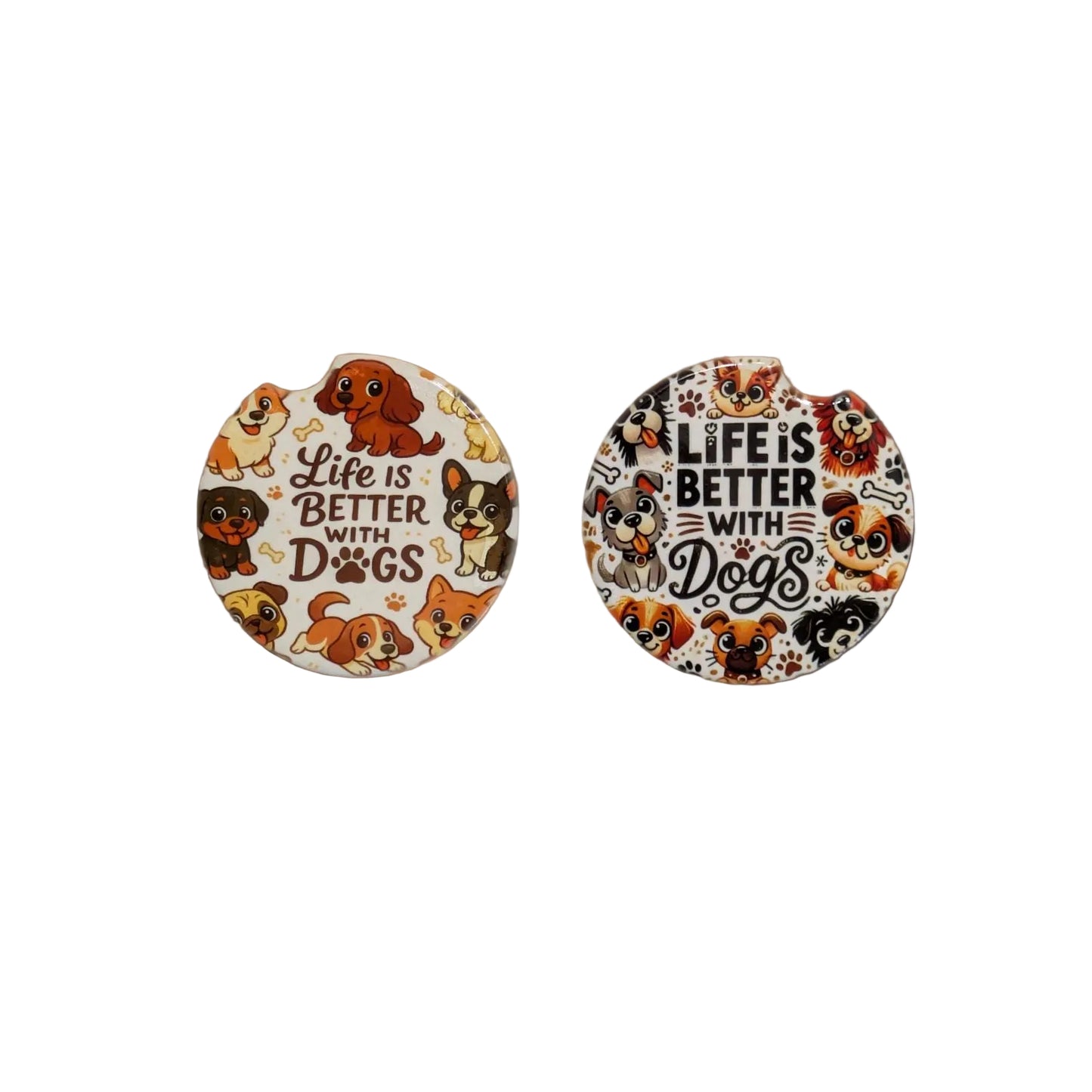 Car Coasters, Life Is Better With Dogs, Set of 2