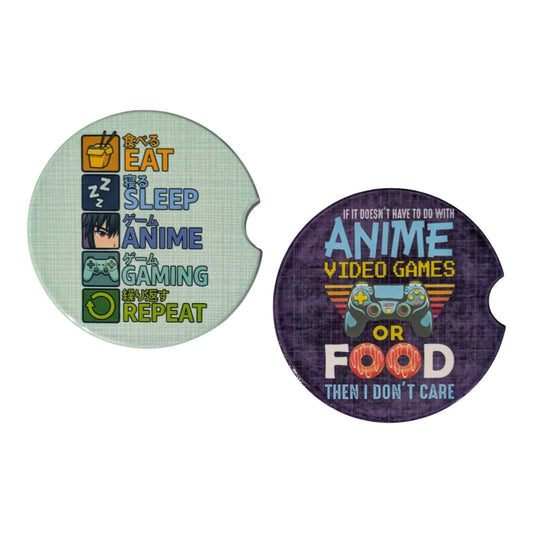 Eat, Sleep, Anime, Repeat Car Coasters Set of 2