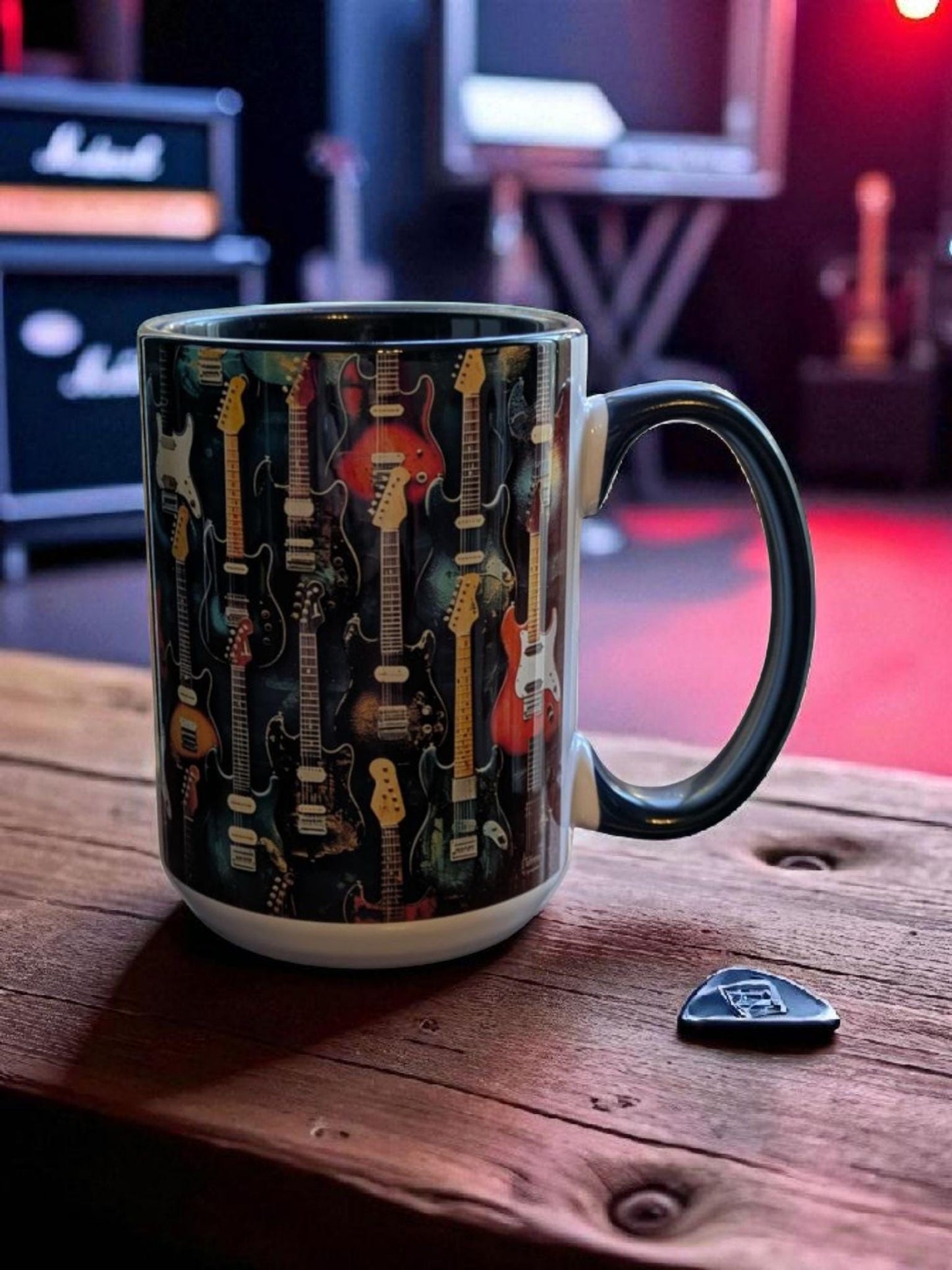 Coffee Mug, Guitars, Guitar Player, 15 oz