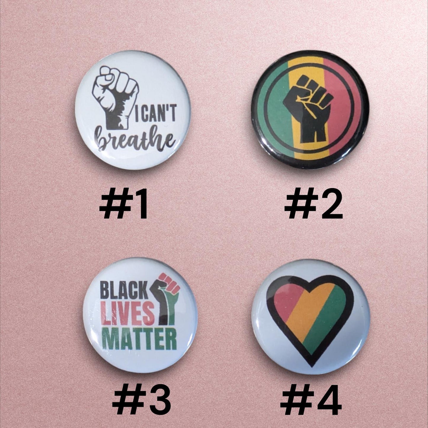 Black Lives Matter Pinback Buttons, BLM Awareness, Social Justice Pins, 1.25"