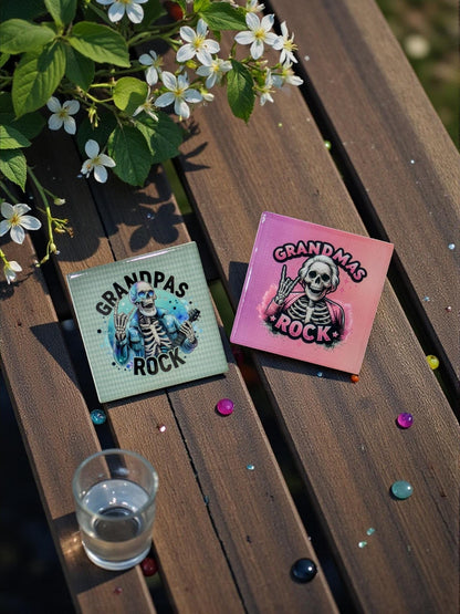 Grandma's Rock and Grandpa's Rock Coasters, Set of 2