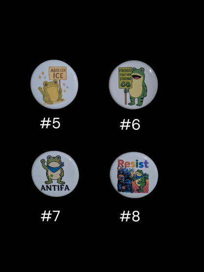 I Am Antifa Buttons, Anti Trump Buttons, Frogs Against Fascism Pins, 1.25"
