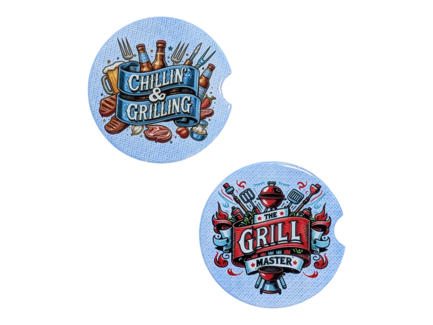 Car Coasters, Chillin' & Grillin', Grill Master Set of 2