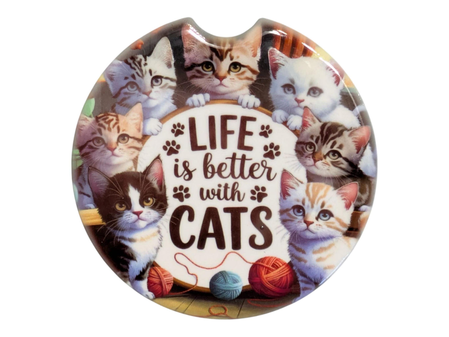 Car Coasters, Life Is Better With Cats, Set of 2