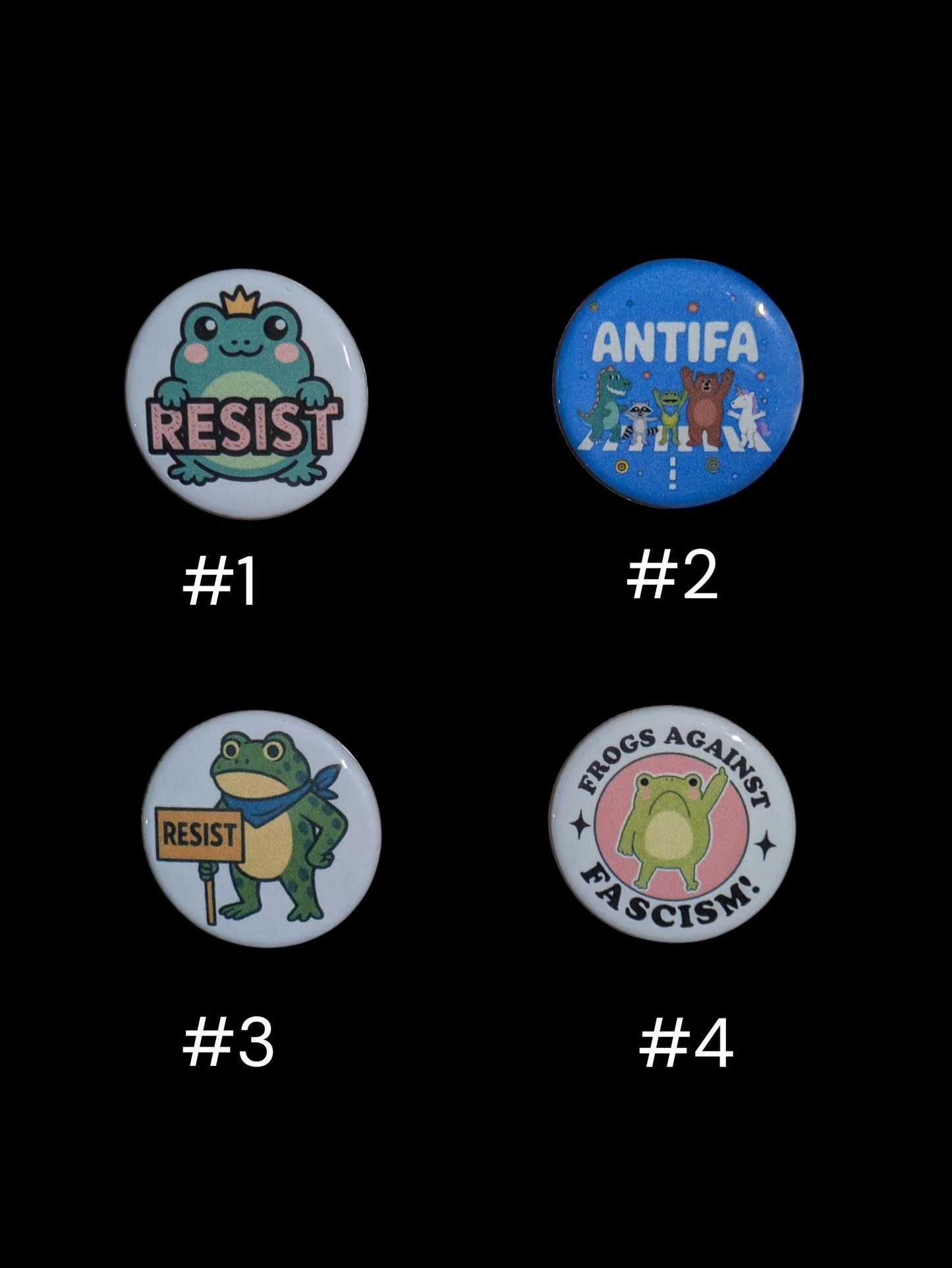 I Am Antifa Buttons, Anti Trump Buttons, Frogs Against Fascism Pins, 1.25"