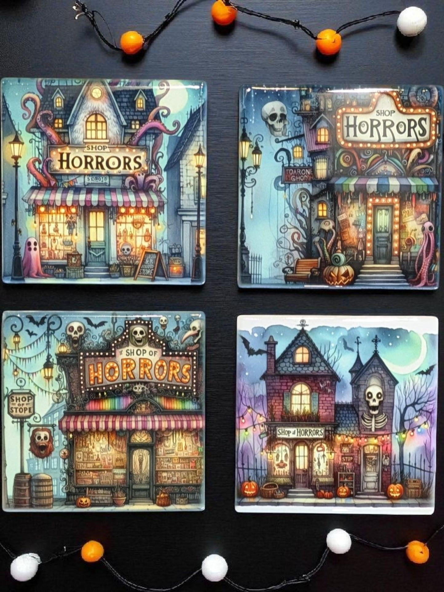 Halloween Horror Coasters, Set of 4