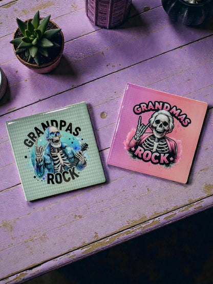 Grandma's Rock and Grandpa's Rock Coasters, Set of 2