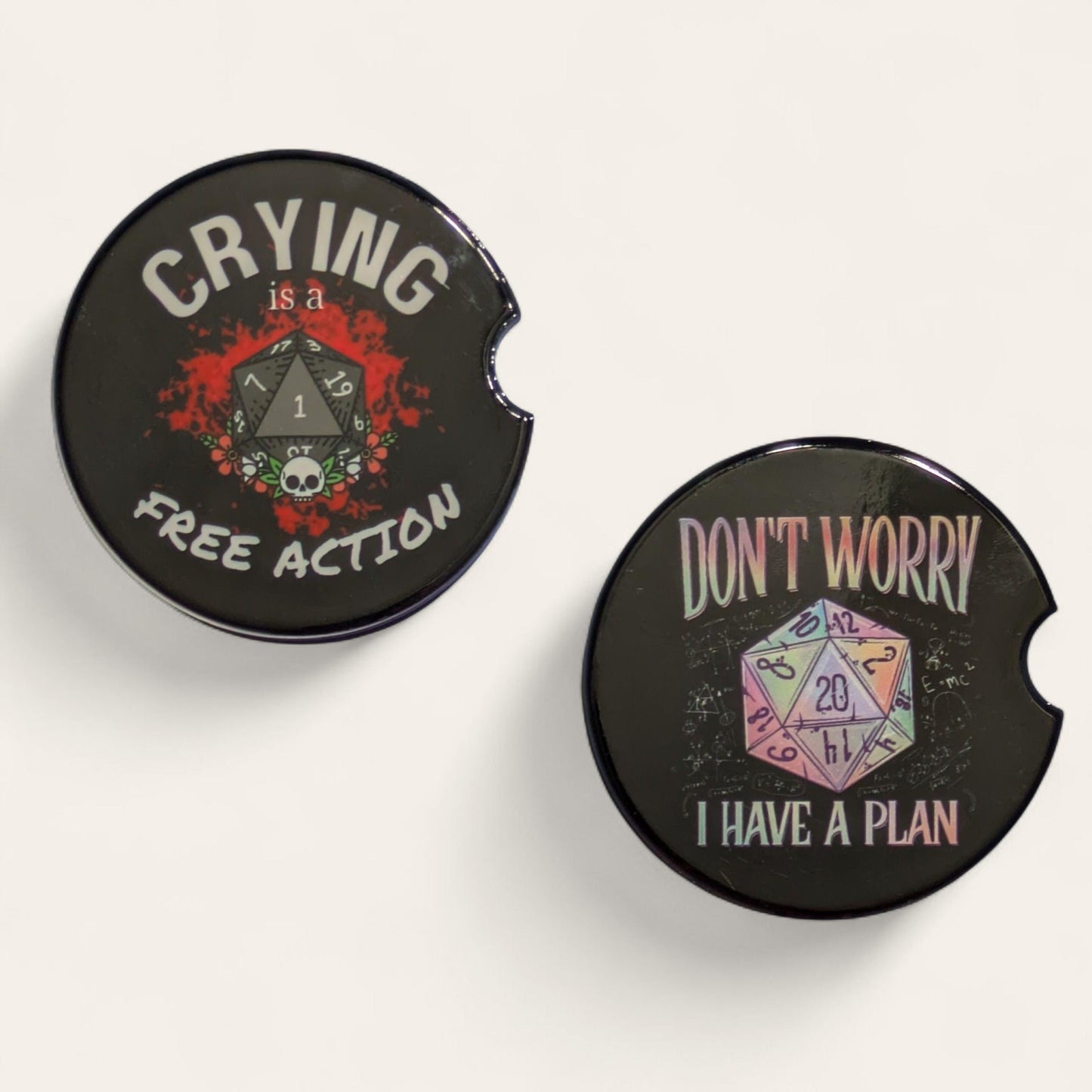 D20, Crying is a Free Action, Gaming, Car Coasters Set of 2